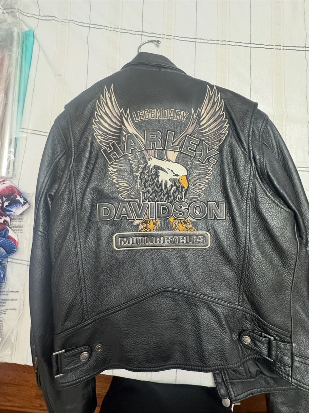 Harley-Davidson Black Leather Jacket with Eagle Back Graphic